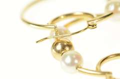14K Yellow Gold Pearl Beaded 31.4mm Statement Hoop Earrings