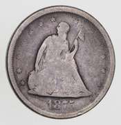 1875-S Seated Liberty Silver Twenty-Cent Piece - Circulated