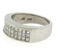 Sepctacular White Gold Invisible Set Princess Cut Diamond Band