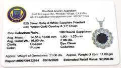 Darling Massive 19.00CTS Cabochon Cut Natural Star Ruby & White Sapphire Necklace in 3-Tone Sterling Silver