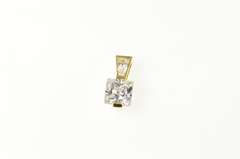 14K Yellow Gold Princess Cubic Zirconia Baguette Statement Pendant
