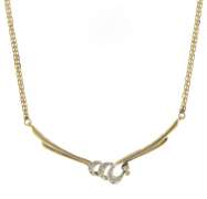Powerful Yellow Gold Diamond Accent Bib Swirl Necklace