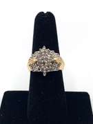 Big 10kt Yellow Gold Diamond Cluster Ring