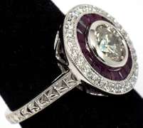 Fun Diamond & Ruby Target Ring in 14KT White Gold