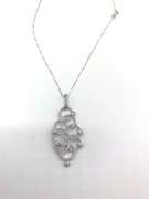 Overlapping & Interlocking Pendant Necklace with White Gemstones