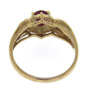 Beautiful Yellow Gold Pear Ruby and Diamond Ring