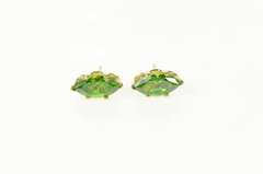 14K Yellow Gold Marquise Syn. Peridot Solitaire Stud Earrings