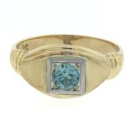 Handsome Yellow Gold Blue Zircon Gents' Ring