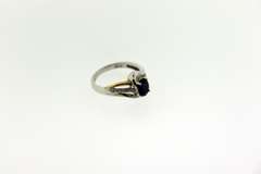 Sterling Silver And 14KT White Gold Blue Sapphire Ring
