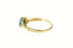 10K Yellow Gold Heart Blue Topaz Diamond Three Stone Ring