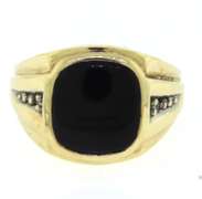 Men's Yellow Gold Black Onyx Signet Style Ring