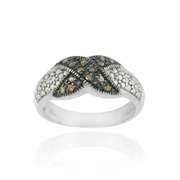 Sterling Silver 1/8ct. Champagne Diamond X Design Ring