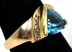 Futuristic Blue Topaz Ring in Yellow Gold