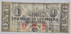 Feb 2 1862 State of Louisiana  $ 1 Note Printed On Bank Of Texas Columbia Sheet