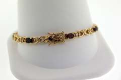Sterling Silver Garnet Heart Tennis Bracelet