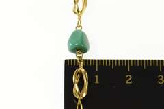 18K Yellow Gold Retro Turquoise Twist Link Statement Chain Necklace
