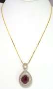 Enamoring Massive 10.00CTS Natural cabochon Star Ruby & White Sapphire Droplet Necklace in Vermeil