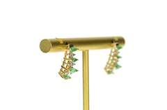 10K Yellow Gold Marquise Emerald Diamond Accent Semi Hoop Earrings