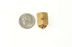 14K Yellow Gold 3D Ornate Retro School House Charm/Pendant