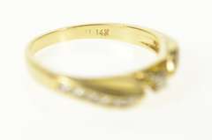 14K Yellow Gold Classic Diamond Wavy Promise Engagement Ring