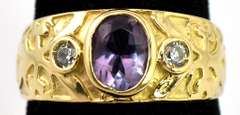 Enchanting Amethyst & CZ Ring in 14KT Yellow Gold