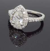 Pear Shaped Diamond Halo Engagement Ring