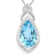 2.80 CT BABY SWISS BLUE TOPAZ & DIAMOND STERLING SILVER PENDANT