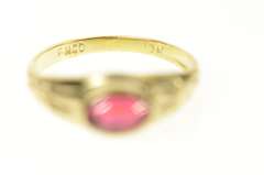 10K Yellow Gold Victorian Sim. Oval Ruby Child's Baby Ring