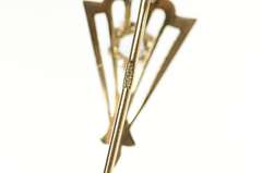 10K Yellow Gold Art Deco Syn. Blue Topaz Ornate Pin/Brooch