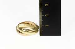 9K Yellow Gold Tri Tone Rolling Three Band Trinity Ring