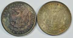 2 Outstanding Rainbow toned Morgan Dollars: 1879-S & 1889