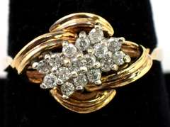 Stylish 0.27CTW Diamond Cluster Ring in 14KT Yellow Gold
