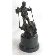 Hot Cast Sport Trophy Young Man Playing Ski Bronze Museum Quality Artwork figure