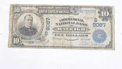 1908 $10 Commercial Nat'l Bank Of Raleigh National Currency - Large