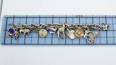 Souvenir Sterling and Pewter Charm Chain Bracelet