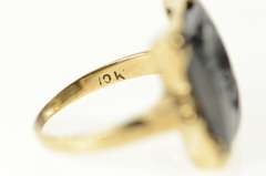 10K Yellow Gold Carved Hematite Intaglio Retro Statement Ring