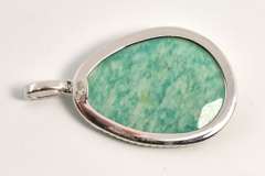 Vibrant Amazonite & Diamond Pendant in 14K WG