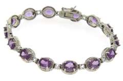Sterling Silver Oval Amethyst Tennis Bracelet