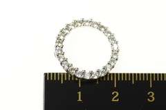 14K White Gold Round Cubic Zirconia Circle Classic Journey Pendant
