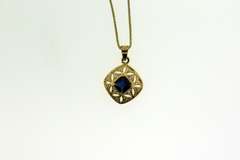 Italian Sterling Silver Blue Stone Pendant With Chain