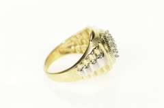 10K Yellow Gold Round Retro Classic Diamond Cluster Ring