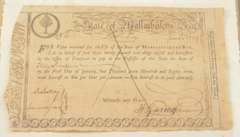 1779 Massachusetts-Bay 30 Pounds Lottery Ticket Frame W/ Tru Vue Glass