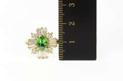 14K Yellow Gold Syn. Emerald Cubic Zirconia Halo Cocktail Ring
