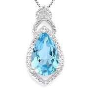 2.80 CT BABY SWISS BLUE TOPAZ & DIAMOND STERLING SILVER PENDANT
