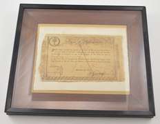 1779 Massachusetts-Bay 30 Pounds Lottery Ticket Frame W/ Tru Vue Glass