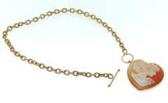 Stunning Yellow Gold Cameo Heart Shaped Bracelet