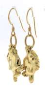 Fabulous Yellow Gold Cute Cat Dangle Earrings