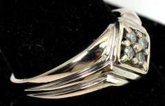 Carved CZ Band Ring in White Gold, Size 11