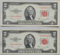 2 Choice Consecutive Unc 1953 B Red Seal $2 Star Notes