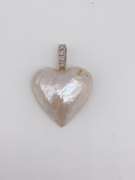 14kt Gold Pearl Heart & Diamond Pendant